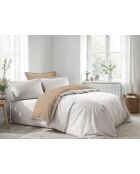 wit/beige kingsize dekbedovertrekset van versterkt katoen