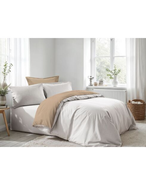 wit/beige kingsize dekbedovertrekset van versterkt katoen