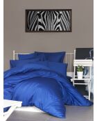 Dunkelblaues Kingsize-Spannbetttuch aus Satin — 160 x 200 + 30 cm