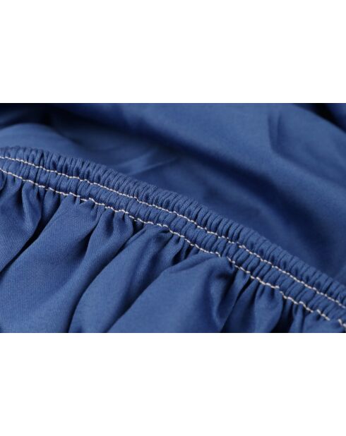 Dunkelblaues Kingsize-Spannbetttuch aus Satin — 160 x 200 + 30 cm