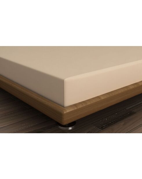 Doppeltes XL-Spannbetttuch aus beigefarbener verstärkter Baumwolle — 140 x 200 + 30 cm