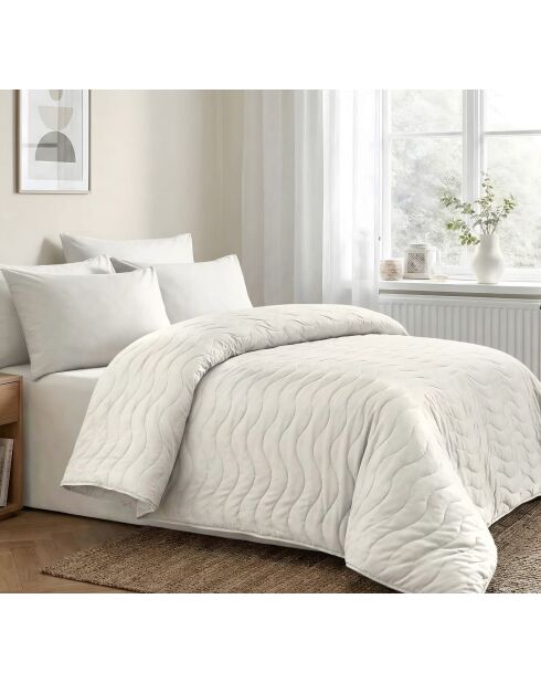Couvre-lit matelassé king size en coton ranforcé crème