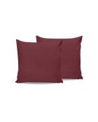 2 fundas de almohada de algodón burdeos