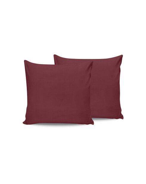 2 fundas de almohada de algodón burdeos