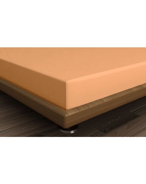 Drap-housse modèle 1 place en coton ranforcé orange pâle