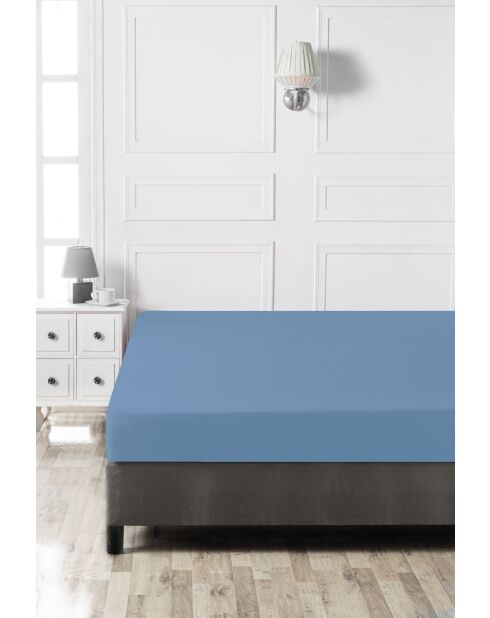 Blauw hoeslaken van versterkt katoen