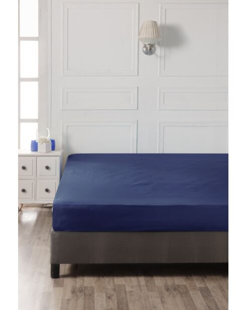 Sax blauw hoeslaken van versterkt katoen