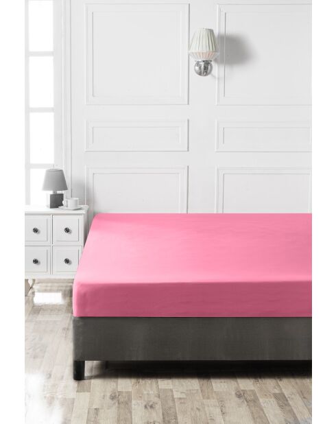 Lenzuolo con angoli elasticizzati rosa in cotone rinforzato