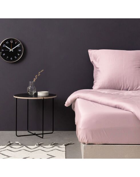 Lenzuolo con angoli in raso di cotone rosa chiaro