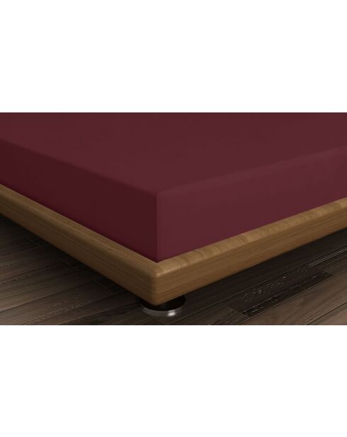 Drap-housse en coton ranforcé bordeaux