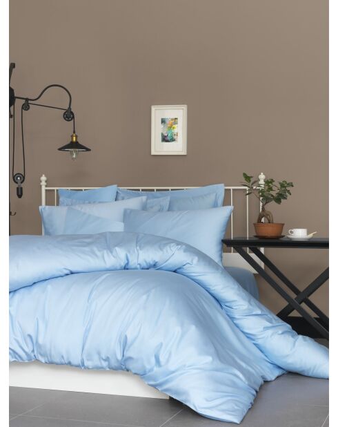 Super-Kingsize-Spannbetttuch De Bleu aus Satin, 180 x 200 + 30 cm