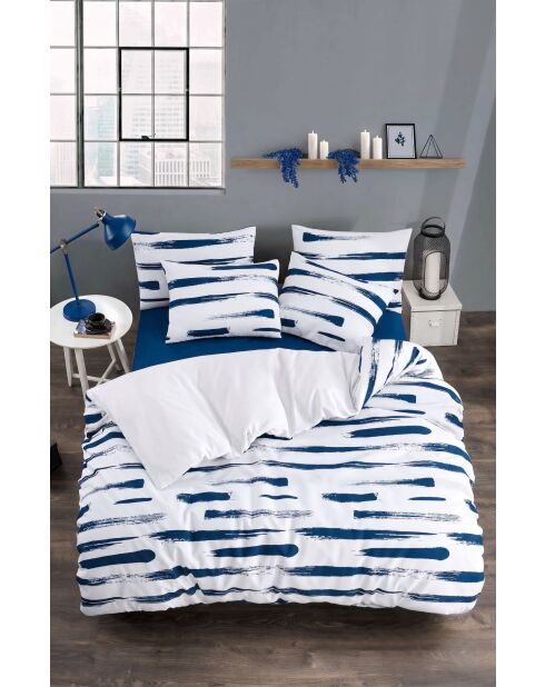 Rush blauwe kingsize katoenen dekbedovertrekset