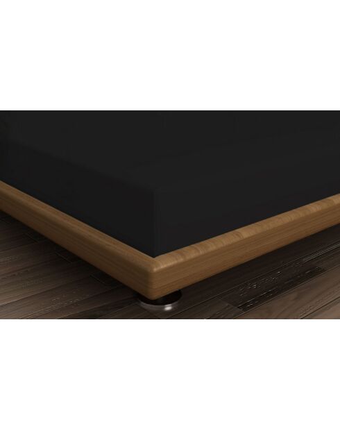 Kingsize-Spannbetttuch aus schwarzer, verstärkter Baumwolle, 160 x 200 + 30 cm