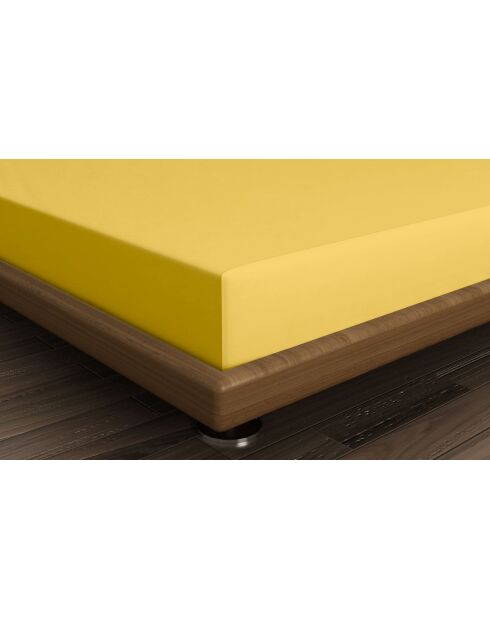 Drap-housse 1 place en coton ranforcé jaune foncé