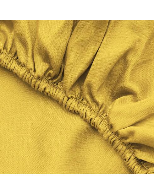 Drap-housse 1 place en coton ranforcé jaune foncé