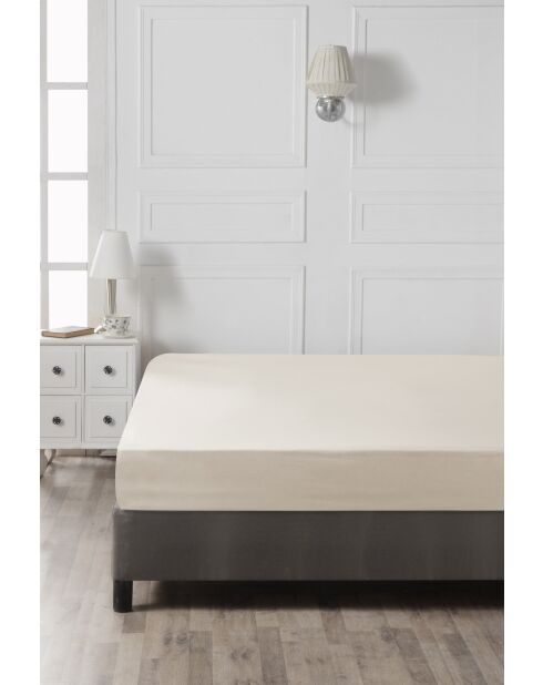 Drap-housse en coton ranforcé crème