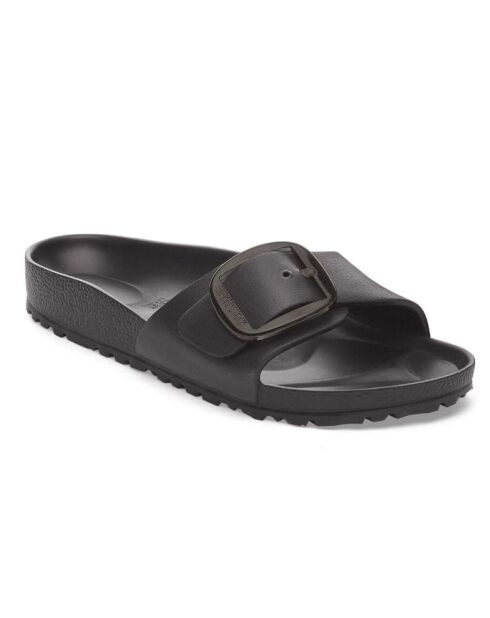 Madrid Eva smalle zwarte sandalen met grote gesp