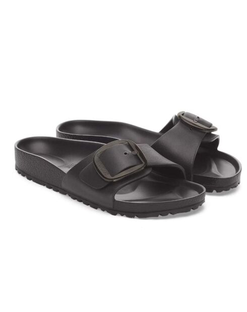 Madrid Eva smalle zwarte sandalen met grote gesp