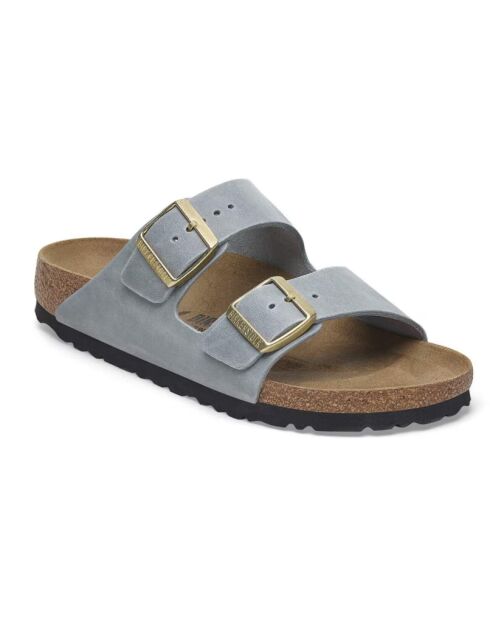 Regular basaltgrijze leren sandalen uit Arizona