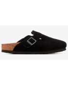 Sabots Boston suede en cuir noirs étroit