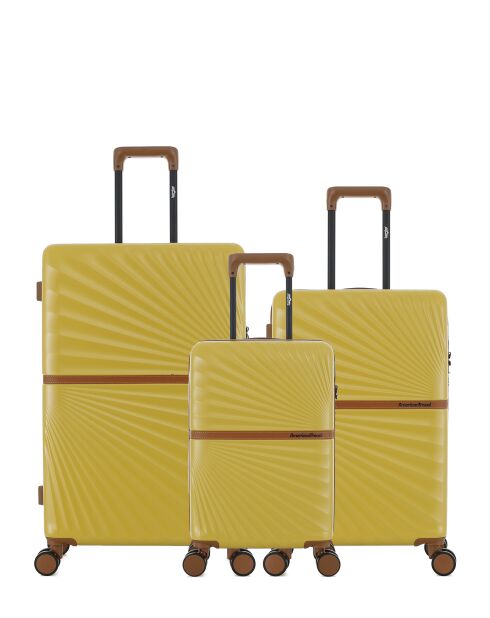 Lot de 3 - Valise grand format, valise weekend et valise cabine 4 roues doubles Oakland miel - L/M/XS
