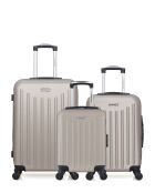 Lot de 3 - Valise weekend et 2 valises cabine 4 roues simples Brooklyn beiges - M/S/XXS
