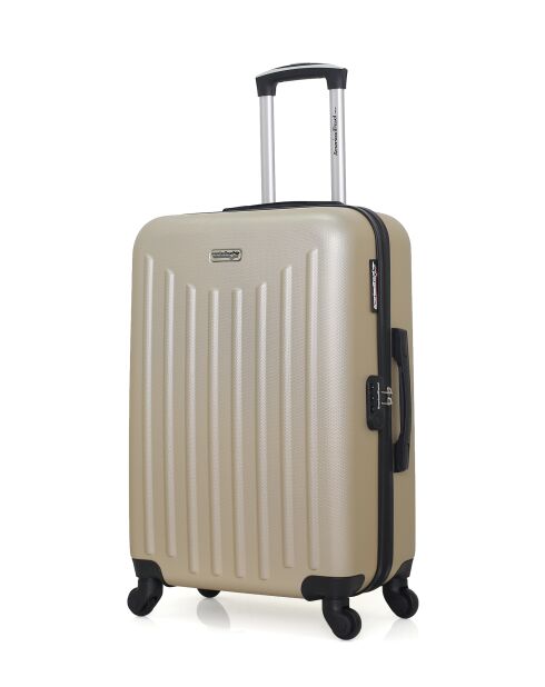 Lot de 3 - Valise weekend et 2 valises cabine 4 roues simples Brooklyn beiges - M/S/XXS