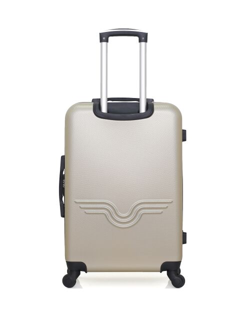 Lot de 3 - Valise weekend et 2 valises cabine 4 roues simples Brooklyn beiges - M/S/XXS