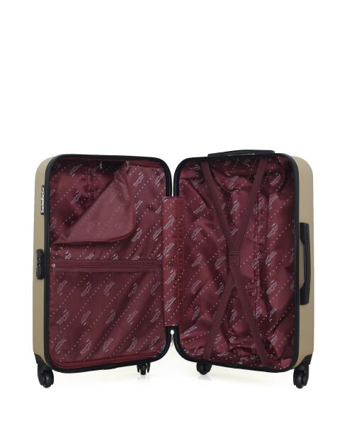 Lot de 3 - Valise weekend et 2 valises cabine 4 roues simples Brooklyn beiges - M/S/XXS