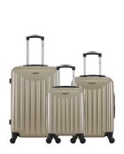 Lot de 3 - Valise weekend et 2 valises cabine 4 roues simples Brooklyn beiges - M/S/XXS