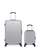 Lot de 2 - Valise grand format et valise cabine 4 roues simples Brooklyn grises - L/XXS