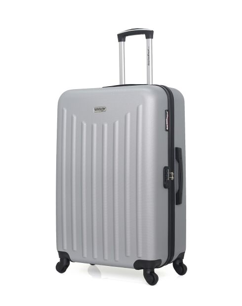 Lot de 2 - Valise grand format et valise cabine 4 roues simples Brooklyn grises - L/XXS