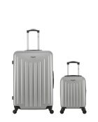 Lot de 2 - Valise grand format et valise cabine 4 roues simples Brooklyn grises - L/XXS