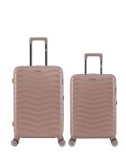 Set di 2 - Valigia da weekend a doppia ruota Seattle in oro rosa a 4 ruote e valigia da cabina - M/S