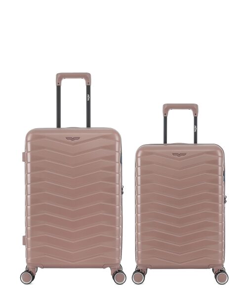 Lot de 2 - Valise weekend et valise cabine 4 roues doubles Seattle rose doré - M/S