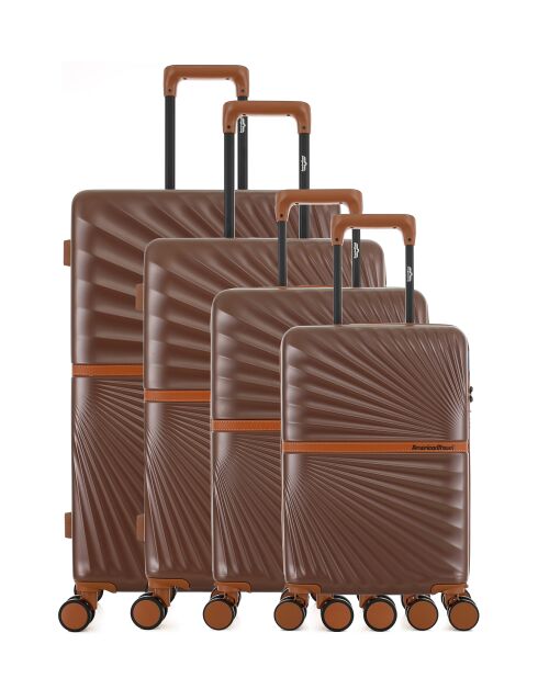 Lot de 4 valises 4 roues doubles Oakland-O chocolat - L/M/S/XS
