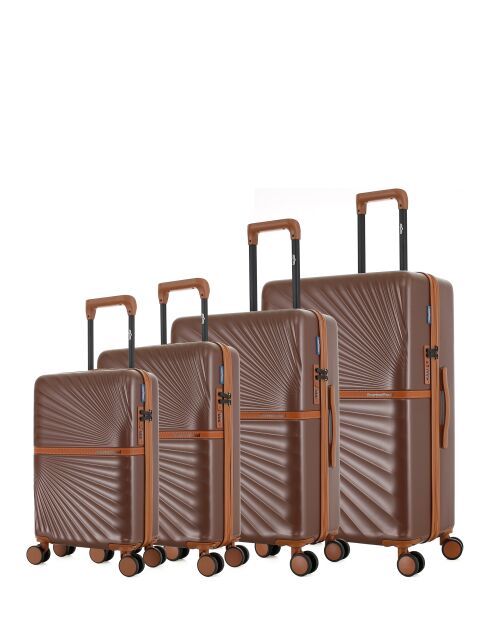 Lot de 4 valises 4 roues doubles Oakland-O chocolat - L/M/S/XS