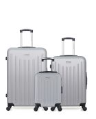 Set di 3 - Valigia grande, valigia per il weekend e valigia da cabina singola grigia Brooklyn a 4 ruote - L/M/XXS
