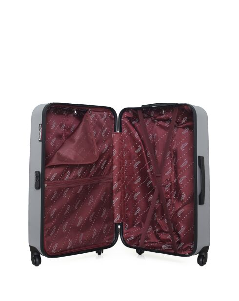 Lot de 3 - Valise grand format, Valise weekend et valise cabine 4 roues simples Brooklyn grises - L/M/XXS