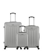 Set di 3 - Valigia grande, valigia per il weekend e valigia da cabina singola grigia Brooklyn a 4 ruote - L/M/XXS
