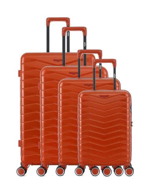 Lot de 4 valises 4 roues doubles Seattle-O brique - L/M/S/XS