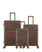 Lot de 3 - Valise grand format, valise weekend et valise cabine 4 roues doubles Oakland chocolat - L/M/XS