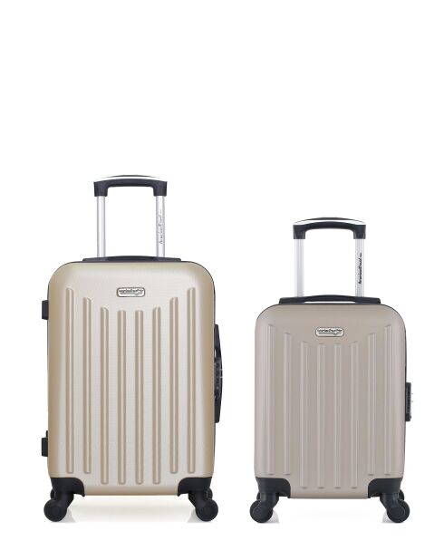 Lot de 2 valises cabine 4 roues simples Brooklyn beiges - S/XXS
