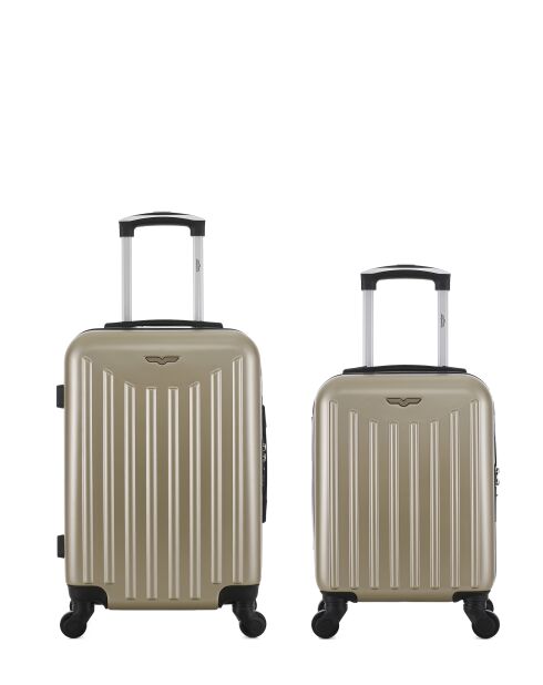 Lot de 2 valises cabine 4 roues simples Brooklyn beiges - S/XXS