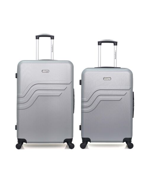 Lot de 2 - Valise grand format et valise weekend Queens grises - L/M
