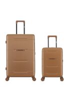 Set di 2 - Valigia grande Cleveland marrone chiaro e valigia doppia cabina a 4 ruote - L/XS