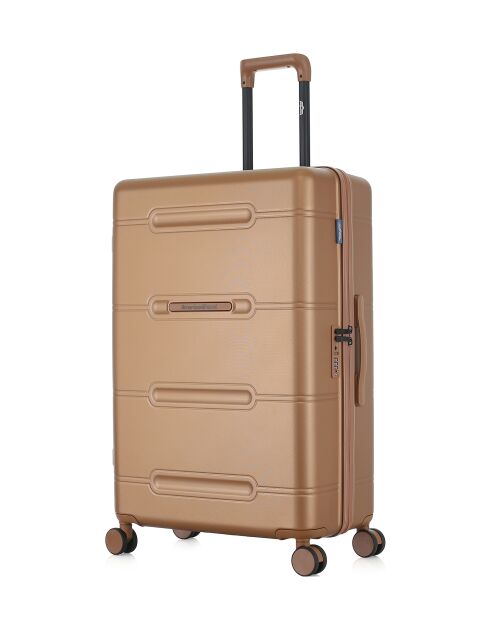 Set di 2 - Valigia grande Cleveland marrone chiaro e valigia doppia cabina a 4 ruote - L/XS