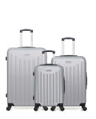 Lot de 3 - Valise grand format, Valise weekend et valise cabine 4 roues simples Brooklyn grises - L/M/S