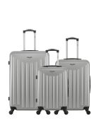Lot de 3 - Valise grand format, Valise weekend et valise cabine 4 roues simples Brooklyn grises - L/M/S