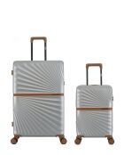 Lot de 2 - Valise grand format et valise cabine 4 roues doubles Oakland grises - L/XS
